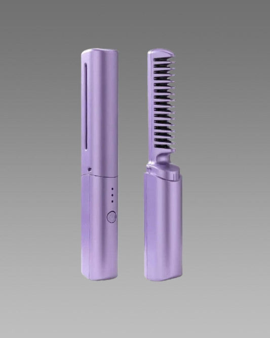 Wallydeals-Portable Mini, Cordless Rechargeable and Adjustable Hair Straightener Hot Comb