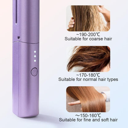 Wallydeals-Portable Mini, Cordless Rechargeable and Adjustable Hair Straightener Hot Comb